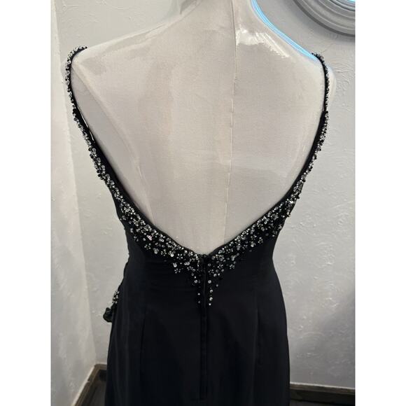 Tiffany Designs Black Sequins Beaded Asymmetrical Dress Size 8 Whimsigoth Fairy - Picture 9 of 10